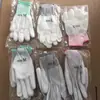 Guantes de palma recubierta de PU para dedos, 13 puntadas de nailon con fibra de carbono, antiestáticos, con recubrimiento de pegamento, antideslizantes, libres de polvo, directo de fábrica