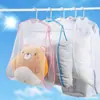 Bolsa de malla para secar almohadas en casa, tendedero especial, secado perezoso, muñeca, a prueba de viento, almacenamiento, bolsa de malla plegable para secar