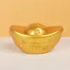 Adorno Qi Qi Fortuna Yuanbao Artesanía de Resina Yuanbao Realista de Oro Sólido Decoración Regalo