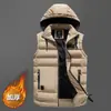 Colete Masculino Novo Outono e Inverno Colete Masculino com Touca Removível Moda Masculina Casual Colete Masculino de Algodão Comércio Exterior