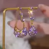 2026 Nuevo Estilo Francés Accesible Lujo Exquisito Morado Completamente Diamantados Pendientes de Cesta de Moda Retro Pendientes de Diseño de Alta Gama para Mujeres