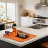 Pad de almacenamiento resistente a rayones y calor para encimera, pad de almacenamiento para cocina, pad escurridor para tazas y cuencos, fácil de limpiar, herramienta de cocina multifuncional y pad de almacenamiento para vajilla que se puede colgar, antideslizante, aislante térmico y plegable para guardar