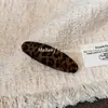 Presilhas de cabelo de veludo com estampa de leopardo estilo retrô coreano, grampos de cabelo ovais em formato de gota d'água, presilhas laterais elegantes e estilosas para franjas