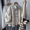 Sudadera redonda súper bonita para mujer, delgada, nuevo estilo para principios de otoño 2026, artículo popular, a la moda, elegante, invierno, forrada de polar, sin capucha