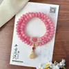 Pulsera de Semillas de Bodhi Rosa Cereza para Mujer, Cuentas Dobles Circulares de Semillas de Bodhi tipo Ábaco, Nuevas Cuentas de Oración de Mano Estilo Chino, Mayoreo