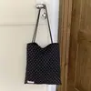 Bolsa Tote de Lona com Bolinhas Dupla Face Estilo Coreano Moderno, Bolsa de Ombro de Grande Capacidade para Trabalho e Deslocamento, Bolsa de Mão Simples e Fashion