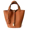 Bolsa Feminina de Couro Genuíno Bolsa Saco Pequena Multidão Grande Capacidade Senso Avançado Couro Bovino Camada Superior Bolsa de Mão Bolsa Cesta de Legumes Couro Genuíno Feminino