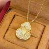Entrada Francesa Luxo Vintage Phnom Penh Diamante Amarelo Cabacinha do Amor Colar de Diamante Fivela de Orelha Estilo Nacional Novo Estilo Chinês Versátil Acessórios Femininos