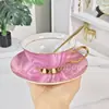 Conjunto de Xícara e Pires para Café Ouge Luxo Leve em Porcelana de Osso, Xícara de Chá Preto Vintage de Alta Qualidade, Xícara para Chá da Tarde, Presente Exquisito Atacado