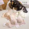 Lencería sexy de encaje original para mujeres con poco busto, push-up sin varillas, anti-caída, soporte lateral del busto, conjunto de sujetador de puro deseo