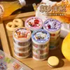 Fita adesiva ZABC cortada em formato, da série "Refeições da Manhã e da Noite", com 4 designs diferentes para decorar planners e scrapbooks com motivos de comida.