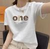 Camiseta Branca Feminina de Algodão Europeu Manga Curta Verão 2025 Nova Gola Redonda Solta Efeito Emagrecedor Camiseta Básica Tops Femininos Exportação