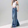 Jeans Versátil de Corte Reto Emagrecedor para Mulheres Moda Street Style Calças Longas Novas Fazem as Pernas Parecerem Mais Longas Calças Quentes com Laço de Strass