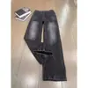 Jeans para hombre con diseño de bolsillo con patrón de rayo explosivo, nuevo estilo de moda urbana, rectos casuales y elegantes, pantalones largos ligeramente acampanados