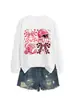 Amazon eBay Estación Independiente Moda Casual Versátil para Mujer Animadora Cuadros Lazo Sudadera Deportiva Comercio Exterior