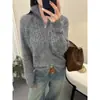 Suéter de Tricô Cardigan Jaqueta com Zíper Espesso de Alta Qualidade Feminino Outono 2025 Novo Top de Início de Outono para Outono e Inverno