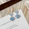 Pendientes de Flor Azul Degradado con Esmalte de Gota para Mujer Verano 2025 Nuevos Explosivos de Lujo Ligero Estilo Vacacional de Alta Gama