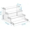 Suporte de Exibição de Escada de Montagem Removível em Acrílico Transparente para Exibição de Perfume, Brinquedos e Figuras, Suporte de Exibição com Caixa de Inserção