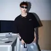 Camiseta de Verano para Hombre Estilo Americano Color Block Bordada Blanca Manga Corta Tendencia Nicho Diseño Limpio Manga Media para Pareja