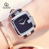 Reloj de señora GUOU de estilo antiguo europeo con ambiente de moda, sencillo, cuadrado, esfera grande, reloj de cuarzo, cinturón de temperamento, reloj de mujer 8190