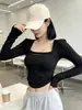 Crop top de manga larga para mujer, otoño e invierno, ajustado, sexy, elegante y perfecto como capa interior