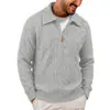 Suéter de punto pullover de media cremallera con cuello, nuevo modelo de comercio exterior de otoño e invierno, transpirable, suave, tejido, ajustado, suéter cálido para hombre