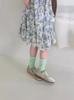 Calcetines para niños 2024 menta mambo calcetines altos para niñas calcetines de punto coreano de doble aguja calcetines de canalé para pantorrilla al por mayor