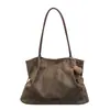 Bolsa Tote Grande de Camurça e Pelúcia para Outono/Inverno 2026 Feminina Casual Simples Versátil Fashionável de Ombro Único