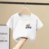 2389 Camiseta de Algodão Manga Curta Solta 2025 Novo Estilo de Verão Tops de Verão para Crianças Médias e Grandes Camiseta Ins