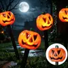 Nuevas Luces Solares de Calabaza para Halloween con Cinco Luces Insertadas en el Suelo, Luces de Terror de Fantasma, Bruja y Esqueleto con Etiquetado Transfronterizo