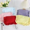 Bolsa de maquillaje con volantes estilo Ins, bolso de mano simple y elegante, bolsa de almacenamiento impermeable de nailon de color liso de gran capacidad