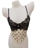 Camisola sexy de lunares con empalme de encaje, diseño de borde curvo, transfronteriza, para mujer, al por mayor 8706