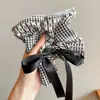 Scrunchie lenço quadrado estilo pastoral francês para meninas e crianças, elástico de cabelo doce com laço para coques, acessório de cabelo