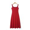 Conjunto Estilo Francés Tallas Grandes Runqi Vestido Chaleco Largo Cuadrado Souffle Ceñido a la Cintura 8940 Conjunto de Vestido