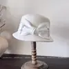 Corrente de Strass Laço Elegante Chapéu Balde Fashion para Mulheres Inverno Lã Australiana Chapéu de Pescador Estiloso Chapéu de Feltro Retrô Tendência
