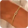 Pulseira de Aço Inoxidável com Nó para Casal Colar Dia dos Namorados Colar de Corrente Cobra com Nó Corrente para Clavícula Amarrada à Mão