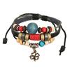 Nueva pulsera de piel de vaca con cuentas suministro de comercio electrónico transfronterizo Trébol hierba de la suerte pulsera de cuero para niñas venta al por mayor