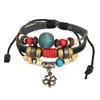 Nuevo pulsera de cuero de vaca con cuentas suministro de comercio electrónico transfronterizo trébol de cuatro hojas hierba de la suerte pulsera de cuero para niñas al por mayor
