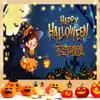 Tecido para fantasia de evento de Halloween, tecido para decoração de fundo de festa, tecido para pendurar para fotografia de lanterna de abóbora, tecido para pendurar de fundo com atmosfera de terror