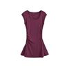Pure Style Spice Girl Sexy Grande Gola Redonda Vestido Sem Mangas Design Feminino Plissado Slim-Fit Saia Elástica Com Babados