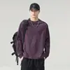Moletom masculino estampado em 3D, novo estilo 2026, blusa de base, tamanho grande, camisa roxa de alta qualidade de manga longa para outono e primavera