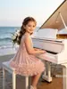 Vestido de Lantejoulas para Meninas Vestido de Princesa Transfronteiriço Sem Mangas Saia em Camadas Tule Fofo Vestido Formal Infantil Saia de Aniversário