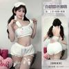 Domila Roupas Íntimas Divertidas Femininas Veludo Branco Jade Cão Gui Conjunto de Sutiã de Três Pontos Flanela Feminina Sexy Roupa Íntima de Puro Desejo