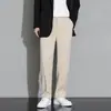 Pantalones de Seda de Hielo para Hombre Verano Nuevo Pierna Ancha Rectos Sueltos Casuales Pantalones de Traje para Primavera y Otoño