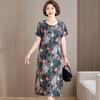 Vestido de algodón seda floral para mediana edad y ancianas madre verano pijama de algodón seda para usar 40 años 50 rodilla camisón de algodón artificial