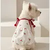 Vestido con Tirantes para Mascota Falda Abullonada de Cereza Algodón Anti-Caída Estilo Delgado Primavera y Verano Decoración Dulce para Perros Pequeños West Highland