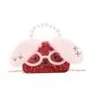 2026 Nuevo Bolso Mini de Lentejuelas Rojas de Año Nuevo para Bebé con Brillantes Pedrería Caricatura Bolso de Mano para Niñas Bolso Cruzado de Perlas