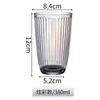 Taza de café estilo vintage de vidrio, estilo japonés simple, taza de agua con rayas, estilo coreano para mujer, fresca y linda.