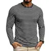 2026 Nueva Moda de Primavera y Otoño para Hombre Camiseta de Manga Larga Rayada Cuello Redondo Estilo Coreano, Directo del Fabricante