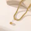 Lele Joias Novo Pingente Colar com Flor Vazada e Contas de Borla Redondas para Mulheres Versátil Luxo Leve Design de Nicho para Mulheres